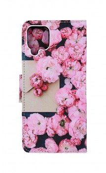 Knížkové pouzdro na Samsung A12 Růžové květy