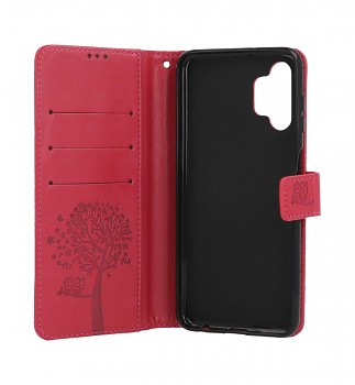 Knížkové pouzdro na Samsung A13 Tmavě růžový strom sovičky_1