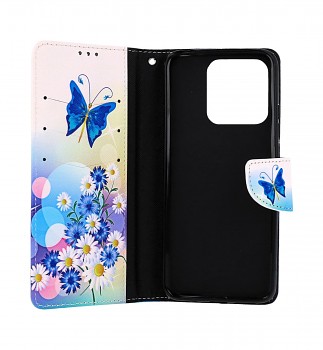 Knížkové pouzdro na Xiaomi Redmi 10C Bílé s motýlkem_1