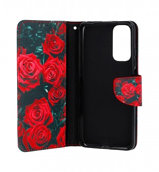 Knížkové pouzdro na Xiaomi Redmi Note 11 Červené růžičky_1