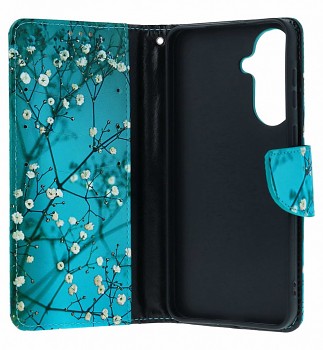 Knížkové pouzdro na Samsung A37 5G Modré s květy 1