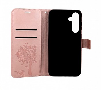 Knížkové pouzdro Mezzo na Samsung A37 5G Strom s kočičkou růžové 1
