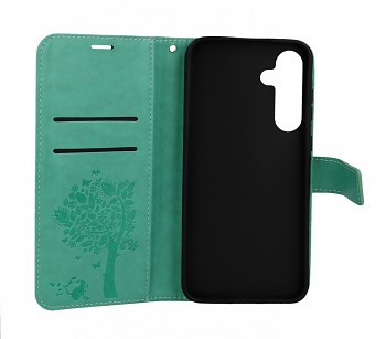 Knížkové pouzdro Mezzo na Samsung A37 5G Strom s kočičkou zelené 1