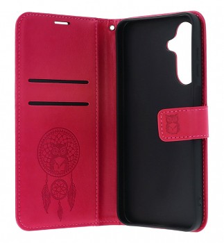 Knížkové pouzdro Mezzo na Samsung A57 5G Lapač se sovičkou tmavě růžové