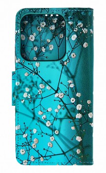 Knížkové pouzdro na Xiaomi Redmi Note 14 Modré s květy