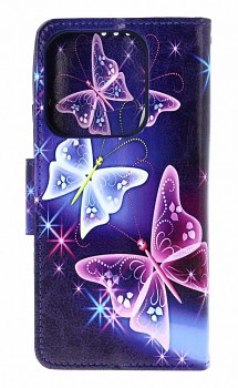Knížkové pouzdro na Xiaomi Redmi Note 14 Modré s motýlky