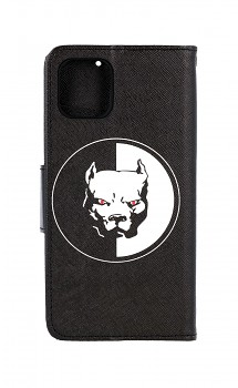 Knížkové pouzdro na iPhone 11 Černobílý pitbull