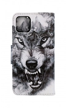 Knížkové pouzdro na iPhone 11 Černobílý vlk