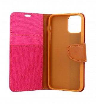 Knížkové pouzdro Canvas na iPhone 12 růžové (2)