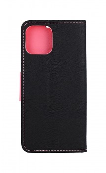 Knížkové pouzdro na iPhone 12 černo-růžové