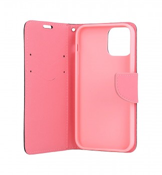 Knížkové pouzdro na iPhone 12 černo-růžové (2)