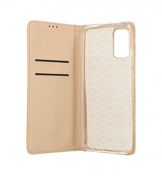 Knížkové pouzdro Magnet Book na Samsung A02s glitter zlaté (2)