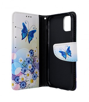 Knížkové pouzdro na iPhone 11 Bílé s motýlkem (2)