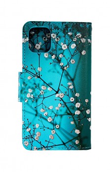 Knížkové pouzdro na iPhone 11 Modré s květy