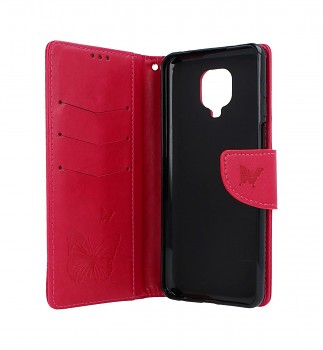 Knížkové pouzdro na Xiaomi Redmi Note 9 Pro Butterfly růžové_1
