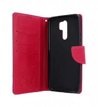 Knížkové pouzdro na Xiaomi Redmi 9 Butterfly růžové (2)