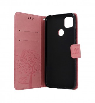Knížkové pouzdro na Xiaomi Redmi 9C Růžový strom sovičky (2)