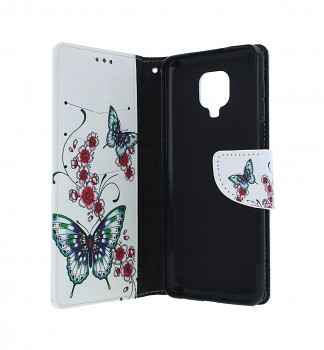 Knížkové pouzdro na Xiaomi Redmi Note 9 Pro Motýlci s květinou (2)