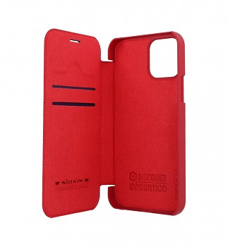 Knížkové pouzdro Nillkin Qin na iPhone 12 Pro kožené červené (2)