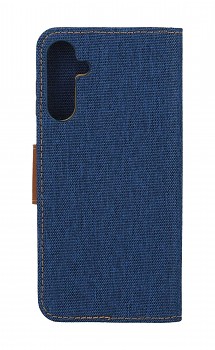 Knížkové pouzdro Canvas na mobil Samsung A15 modré tmavé