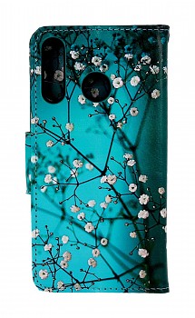 Knížkové pouzdro na Huawei P30 Lite Modré s květy