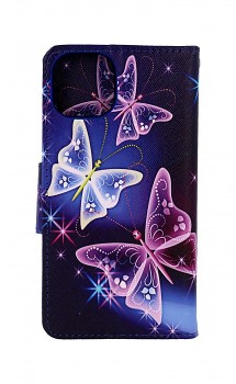Knížkové pouzdro na iPhone 13 Modré s motýlky
