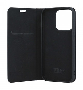 Knížkové pouzdro TopQ Luna Carbon Book na mobil iPhone 15 Pro černé_1