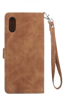 Knížkové pouzdro na Xiaomi Redmi 9A se zipem hnědé