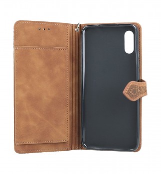 Knížkové pouzdro na Xiaomi Redmi 9A se zipem hnědé_1