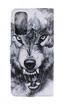 Knížkové pouzdro na Samsung A14 Černobílý vlk