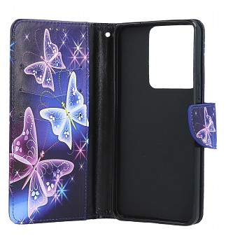 Knížkové pouzdro na Vivo Y36 Modré s motýlky_1