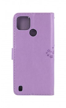 Knížkové pouzdro na Realme C21Y Světle fialový strom sovičky
