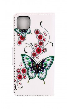 Knížkové pouzdro na Samsung A22 5G Motýlci s květinou
