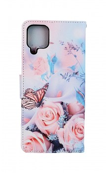 Knížkové pouzdro na Samsung A22 Růže s motýlem