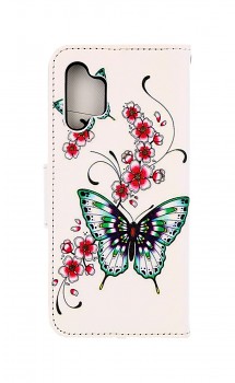 Knížkové pouzdro na Samsung A32 Motýlci s květinou