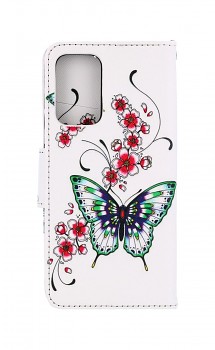 Knížkové pouzdro na Samsung A52 Motýlci s květinou