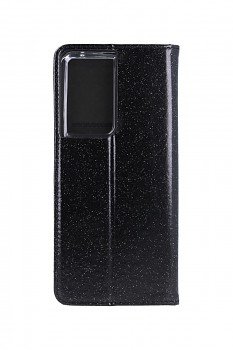 Knížkové pouzdro Magnet Book na Samsung S21 Ultra glitter černé  