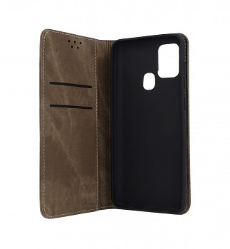 Knížkové pouzdro Wallet na Samsung A21s šedo-hnědé (2)