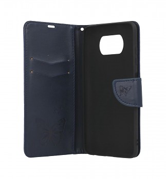 Knížkové pouzdro na Xiaomi Poco X3 Butterfly modré tmavé (2)