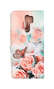 Knížkové pouzdro na Xiaomi Redmi 9 Růže s motýlem