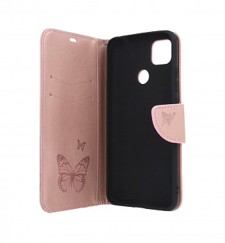 Knížkové pouzdro na Xiaomi Redmi 9C Butterfly růžové světlé (2)