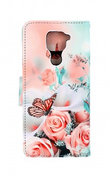 Knížkové pouzdro na Xiaomi Redmi Note 9 Růže s motýlem