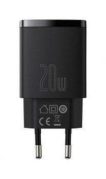 Rychlonabíječka Baseus Compact 20W včetně datového kabelu USB-C černá