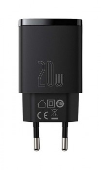Rychlonabíječka Baseus Compact 20W včetně datového kabelu USB-C černo-červená