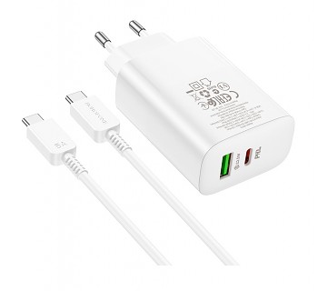 Rychlonabíječka Borofone BN10 Sunlight včetně USB-C datového kabelu bílá 65W 1