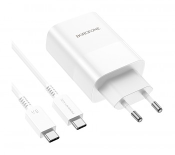 Rychlonabíječka Borofone BN10 Sunlight včetně USB-C datového kabelu bílá 65W 2