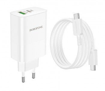 Rychlonabíječka Borofone BN10 Sunlight včetně USB-C datového kabelu bílá 65W 4