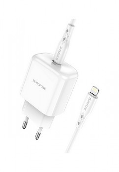 Rychlonabíječka Borofone BN3 pro iPhone včetně Lightning kabelu 20W bílá