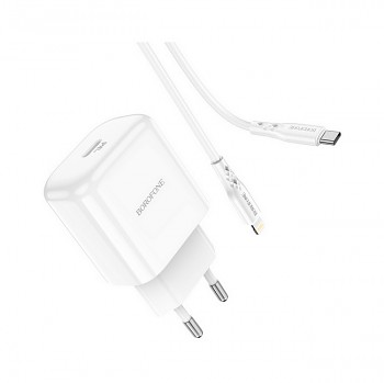 Rychlonabíječka Borofone BN3 pro iPhone včetně Lightning kabelu 20W bílá 2