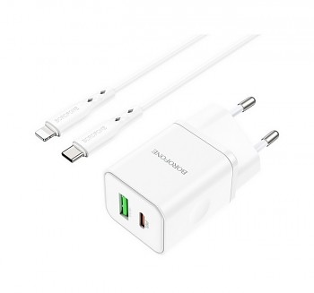 Rychlonabíječka Borofone BN7 pro iPhone včetně Lightning kabelu 20W bílá 1